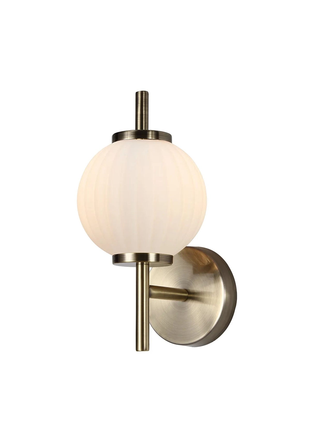 Halom Wall Lamp, 1 x G9, Antique Brass/Opal Glass