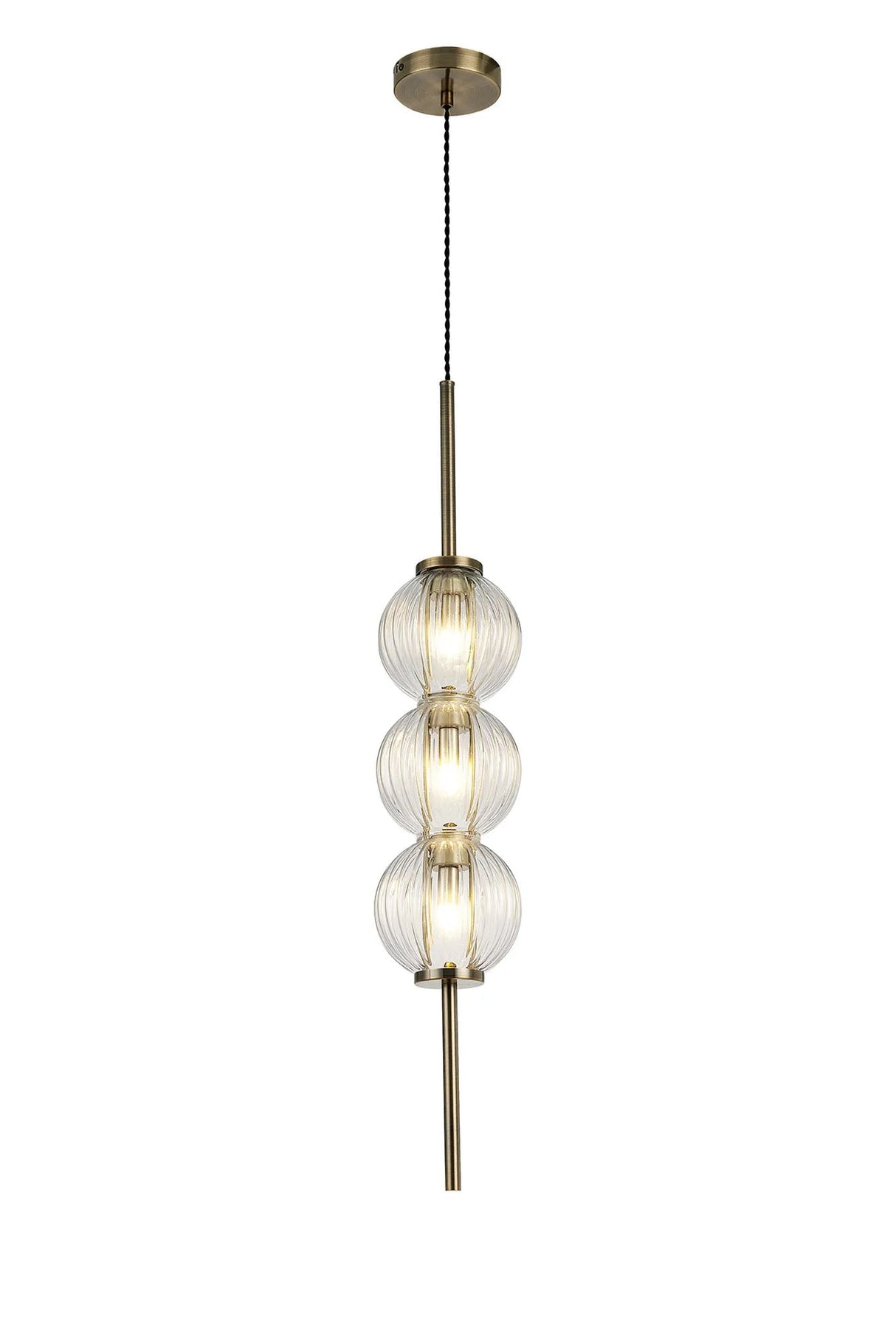 Halom 15cm Pendant, 3 x G9, Antique Brass/Clear Glass