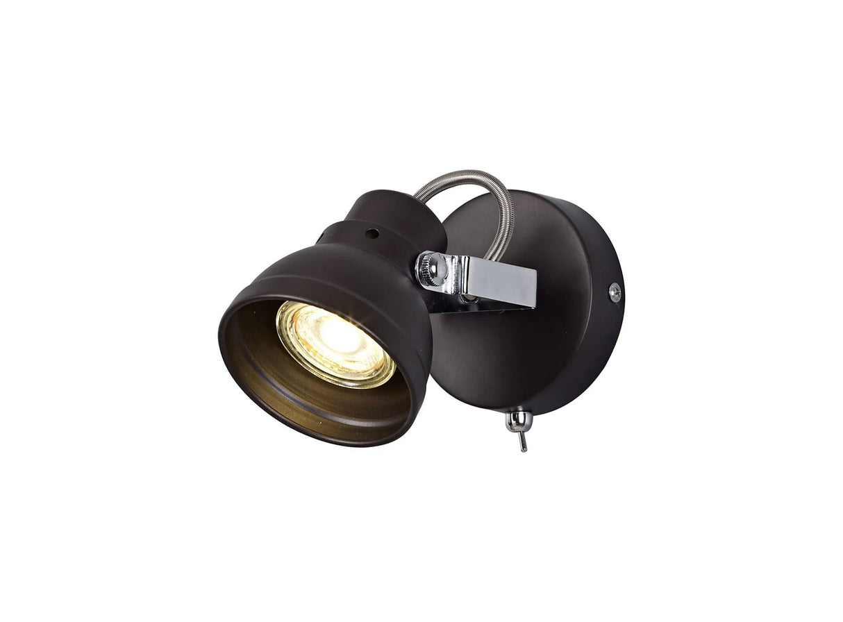 Walker Adjustable Switched Spotlight, 1 x GU10 (Max 10W LED), Oiled Bronze/Polished Chrome