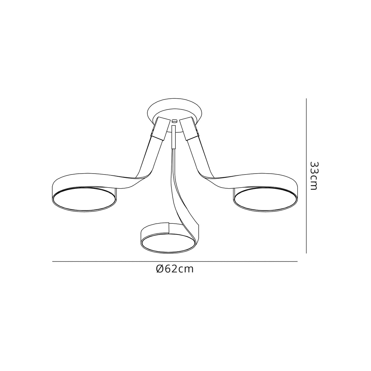 Daniel 3 Light Semi Flush, 3 x 12W LED, 3000K, 2880lm, Silver/Polished Chrome, 3yrs Warranty