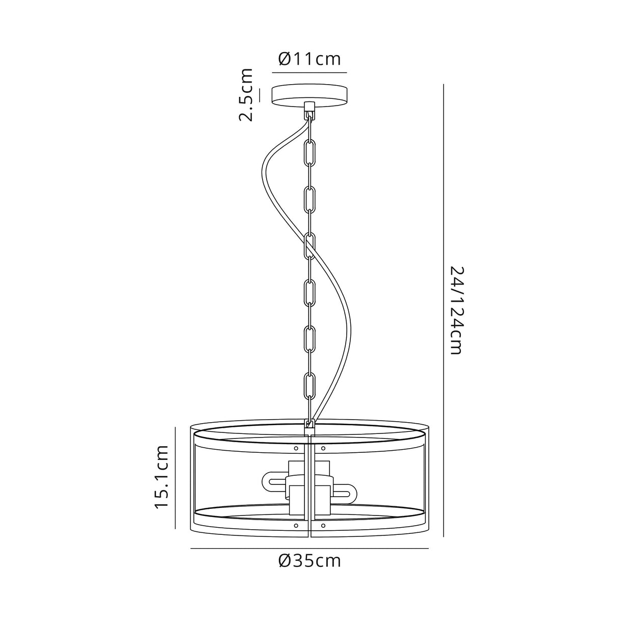 Stuckey Pendant, 2 Light E27, Polished Chrome