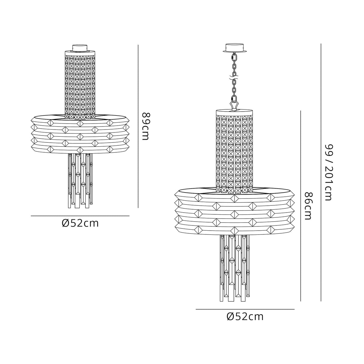 Henderson Pendant/Convertible To Semi Flush, 7 x E14, Polished Chrome/Crystal