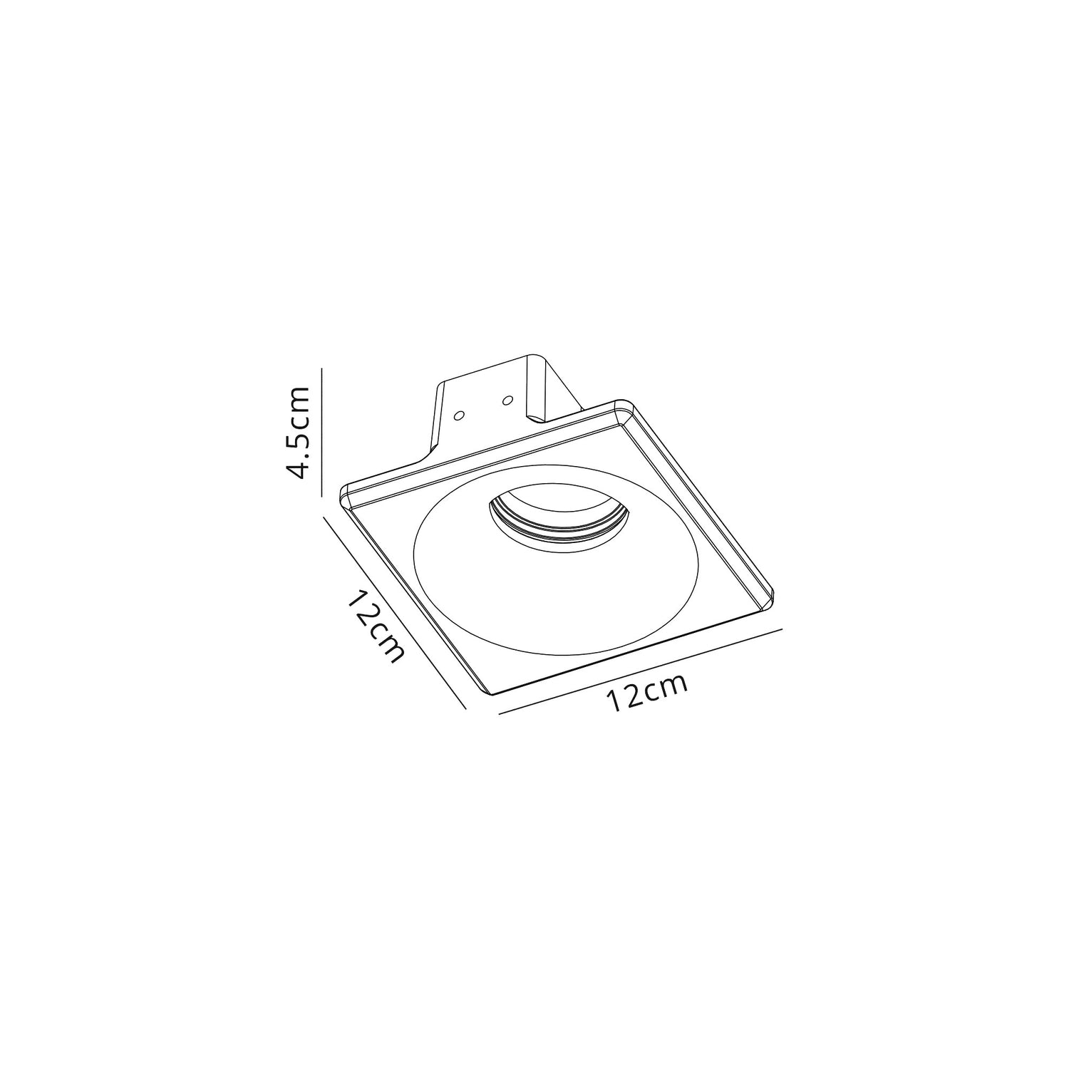Waldron Square Deep Recessed Spotlight, 1 x GU10, White Paintable Gypsum, Cut Out: L:123mmxW:123mm