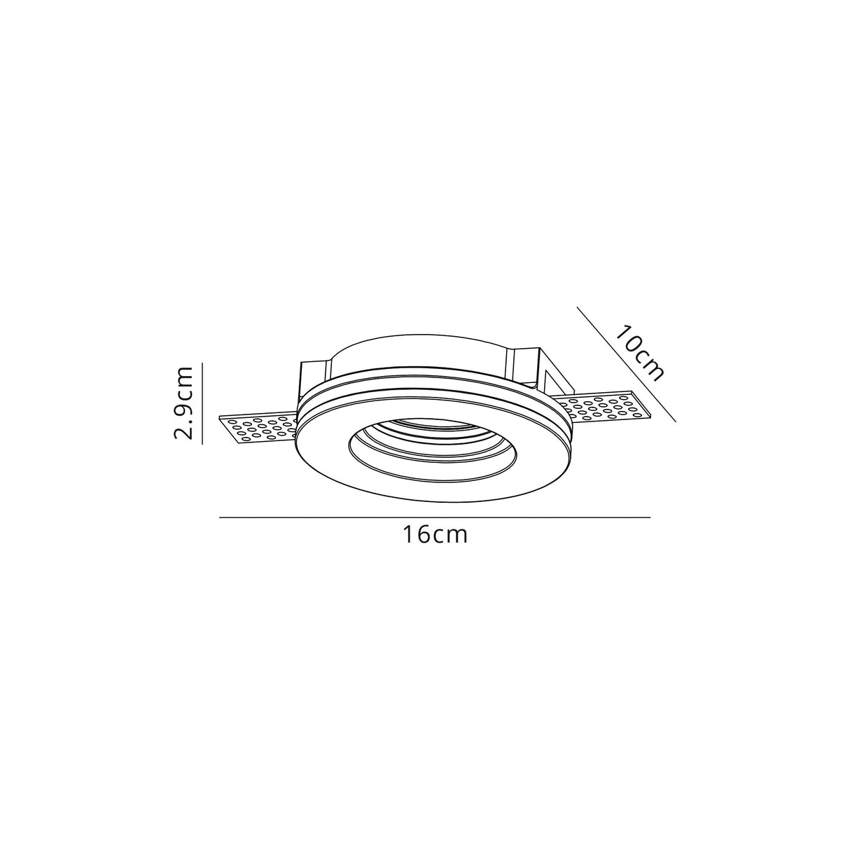 Waldron Round Stepped Recessed Spotlight,  1 x GU10, White Paintable Gypsum, Cut Out: D:103mm