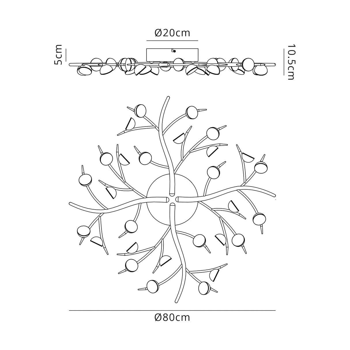 Makin 28 Light Flush, 28 x 3W LED, 3000K, 4400lm, Black/Antique Brass, 3yrs Warranty