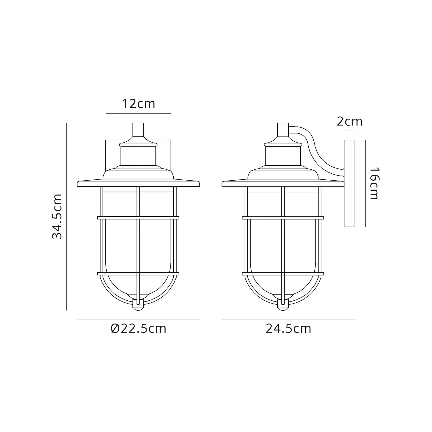 Cox Wall Lamp, 1 x E27, Black/Gold With Seeded Clear Glass, IP54, 2yrs Warranty