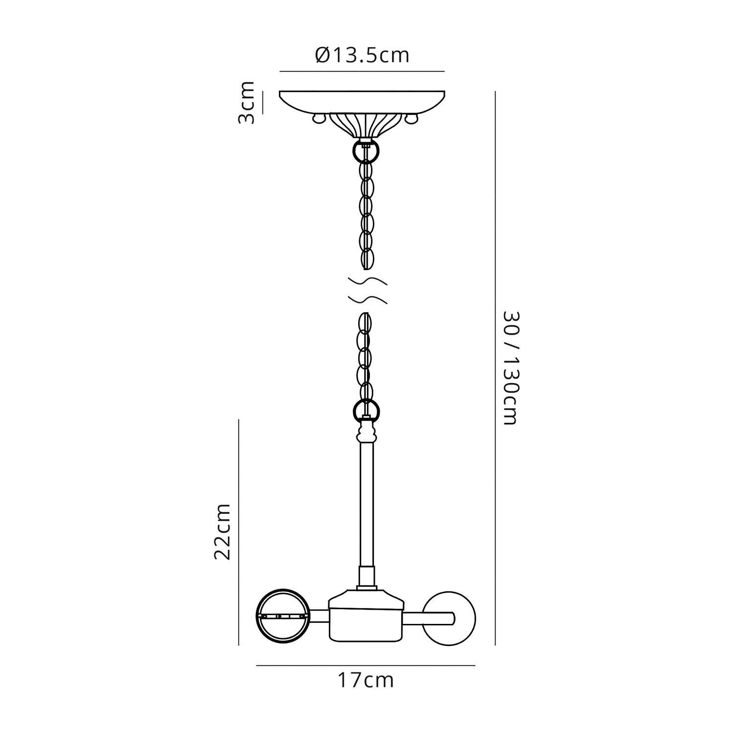 Park Tiffany Suspension Kit, 2 x E27, Aged Antique Brass