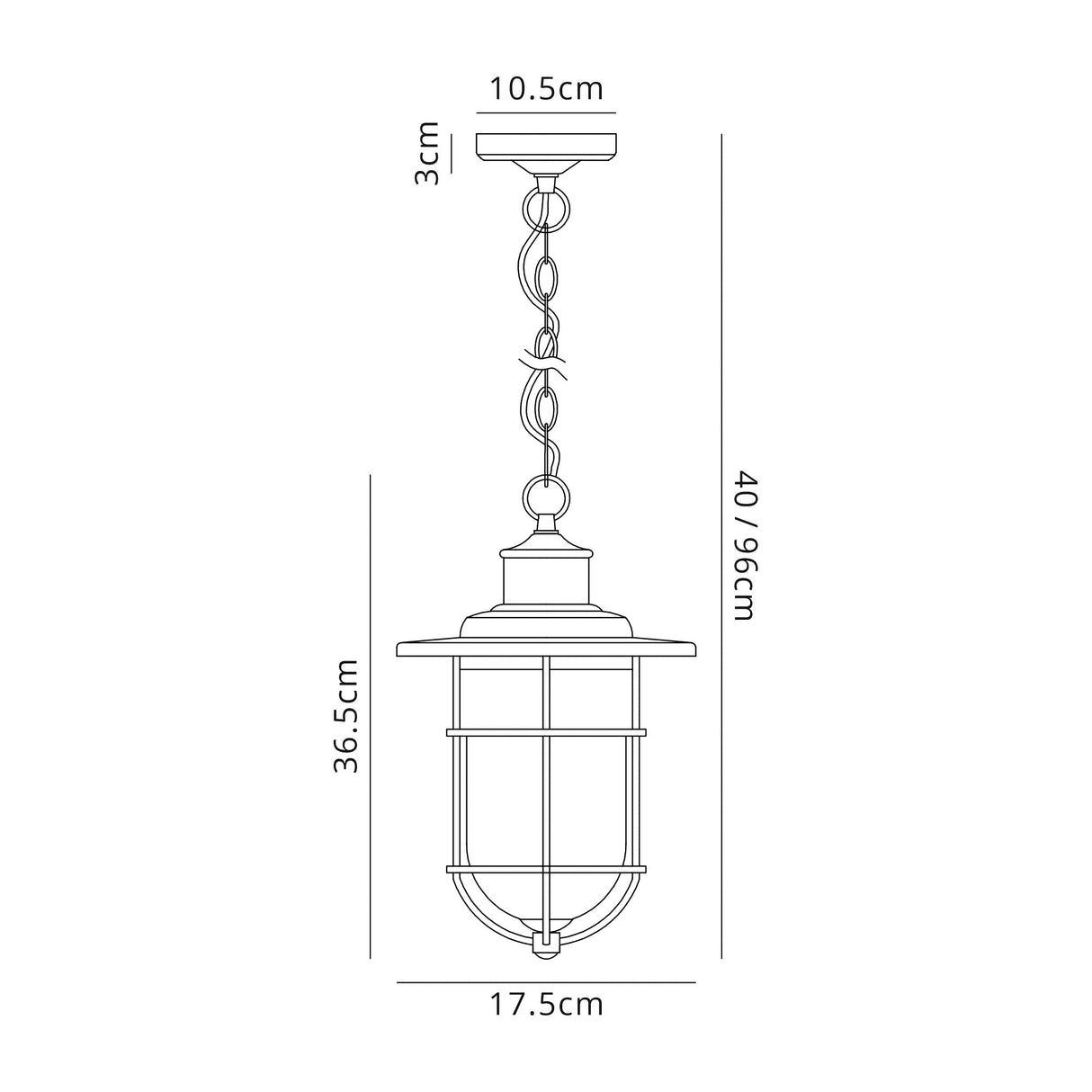 Cox Pendant, 1 x E27, Black/Gold With Seeded Clear Glass, IP54, 2yrs Warranty