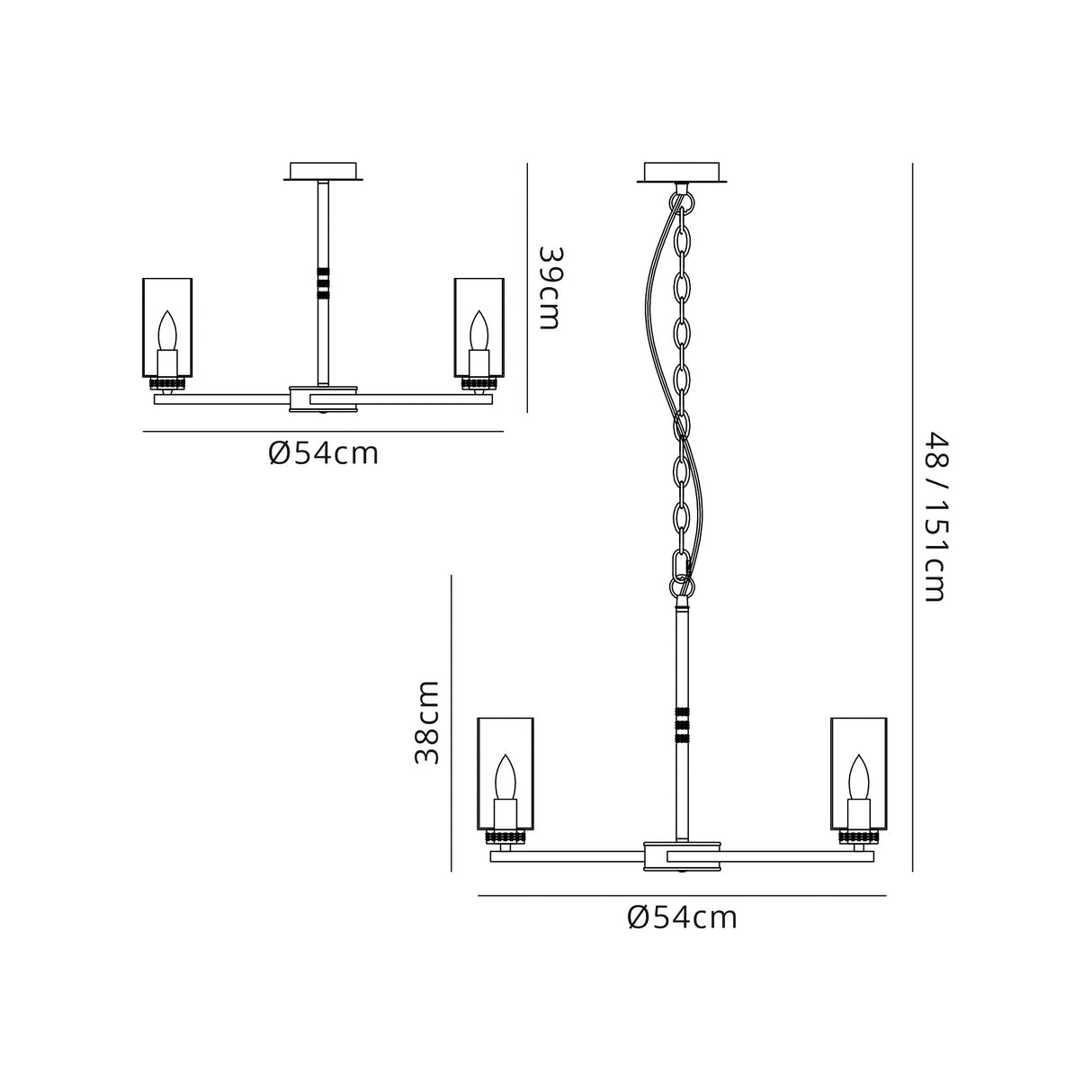 Gates Pendant/Semi Flush, 5 x E14, Polished Gold