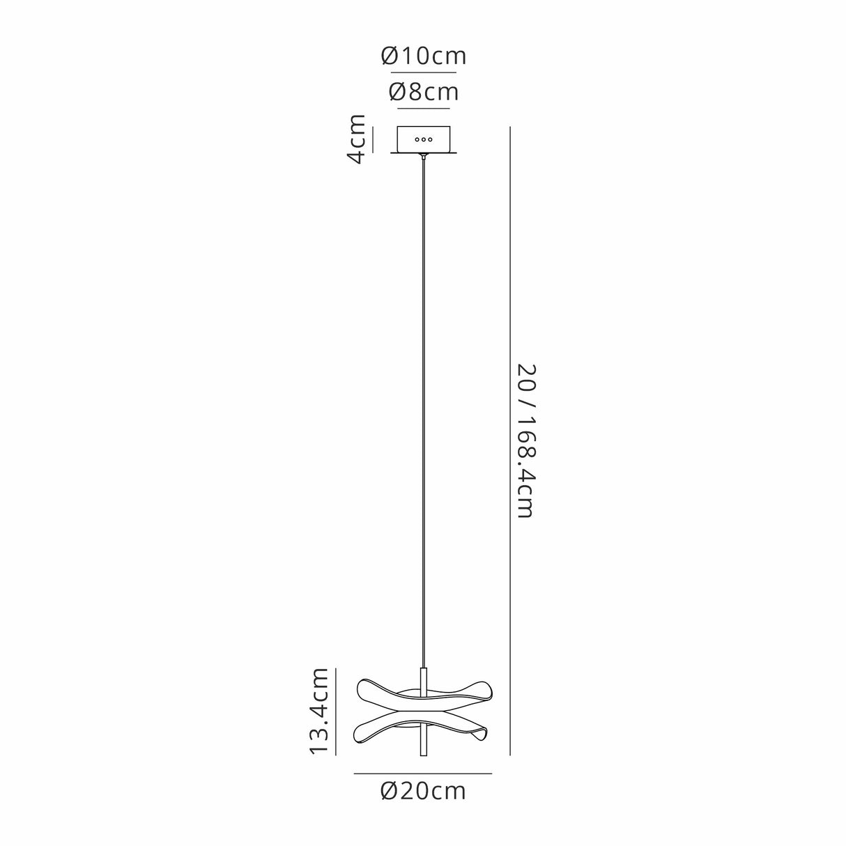 Corner Pendant, 1 x 6W LED, 4000K, 460lm, Polished Chrome, 3yrs Warranty