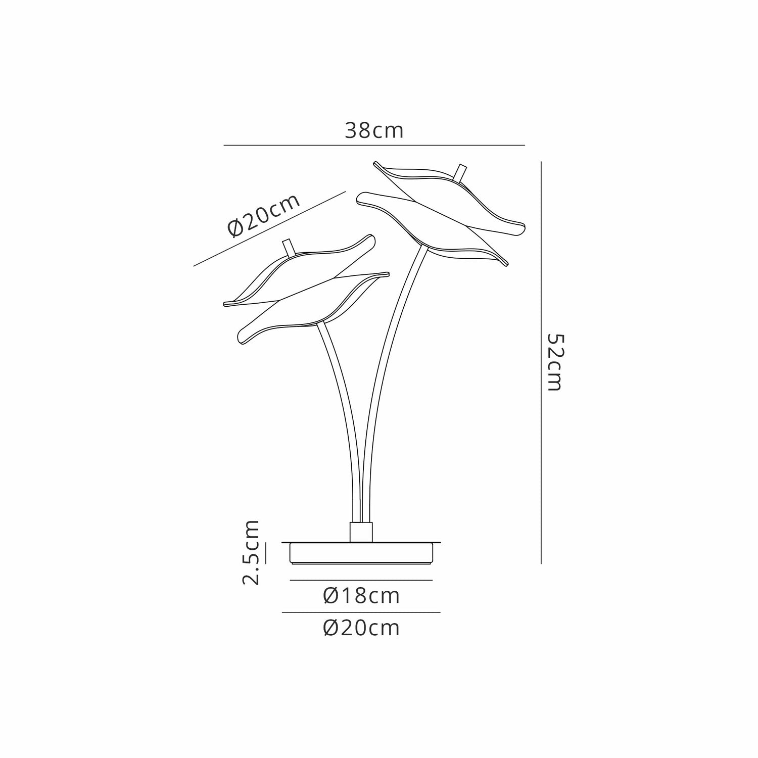 Corner Table Lamp, 2 x 6W LED, 4000K, 920lm, Polished Chrome, 3yrs Warranty