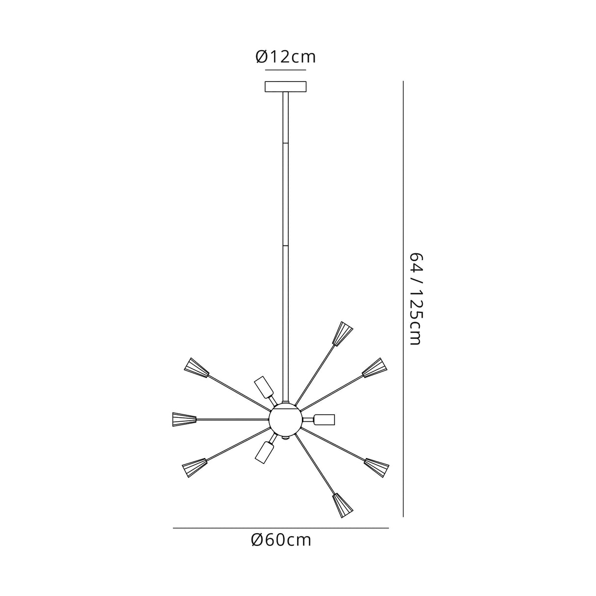 Rogan Pendant Sputnik, 9 Light E14, Brushed Gold & Gloss Black/Crystal