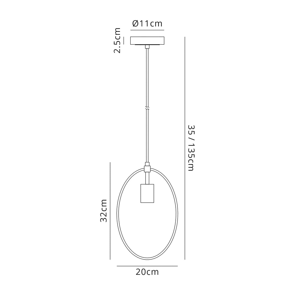 Hodgson Single Small Circle Pendant, 1 Light E27, Sand Gold/Matt Black