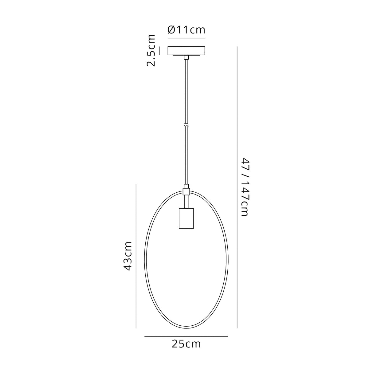 Hodgson Single Large Circle Pendant, 1 Light E27, Sand Gold/Matt Black