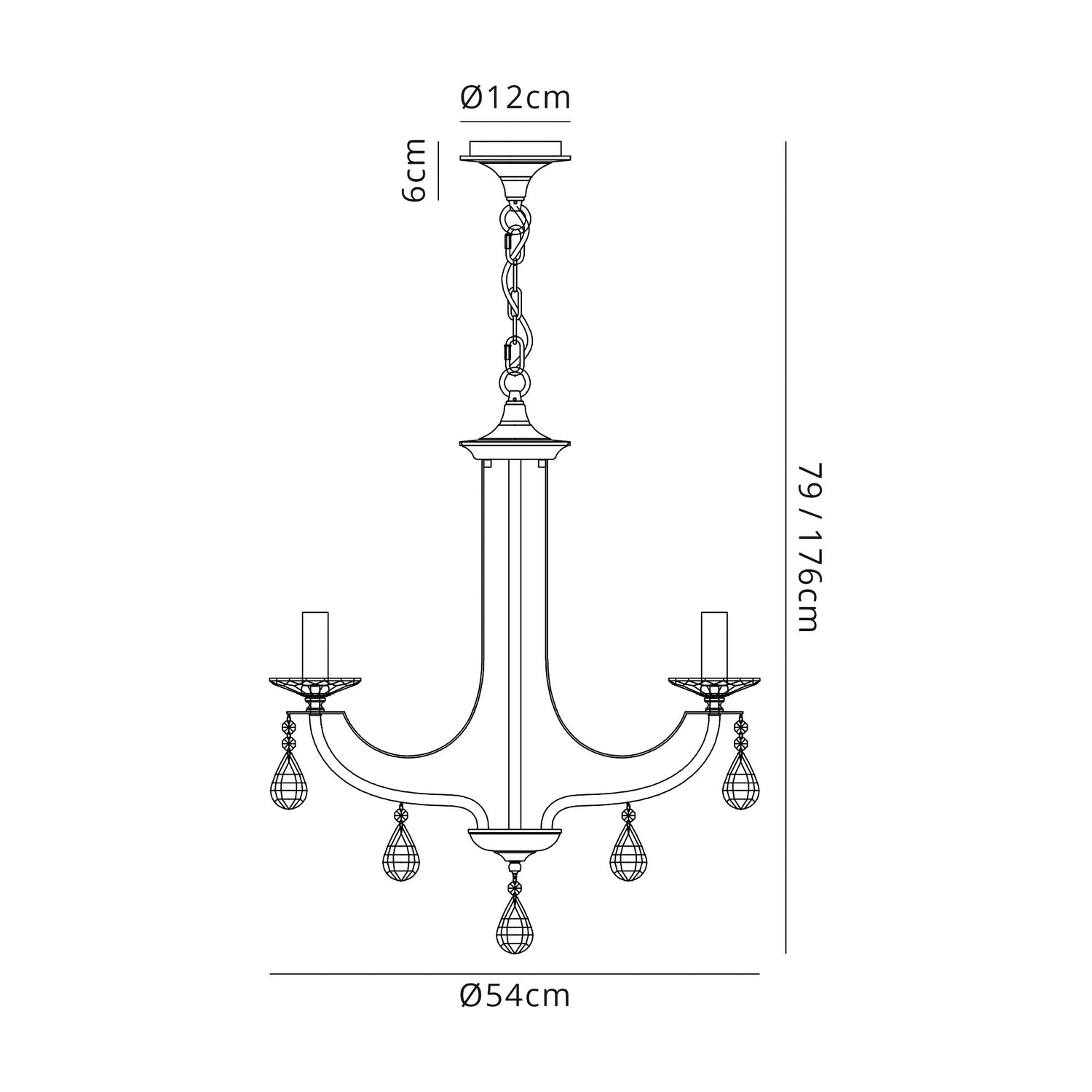 Malone Pendant 3 Light E14 Polished Chrome/Satin Nickel/Clear Crystal