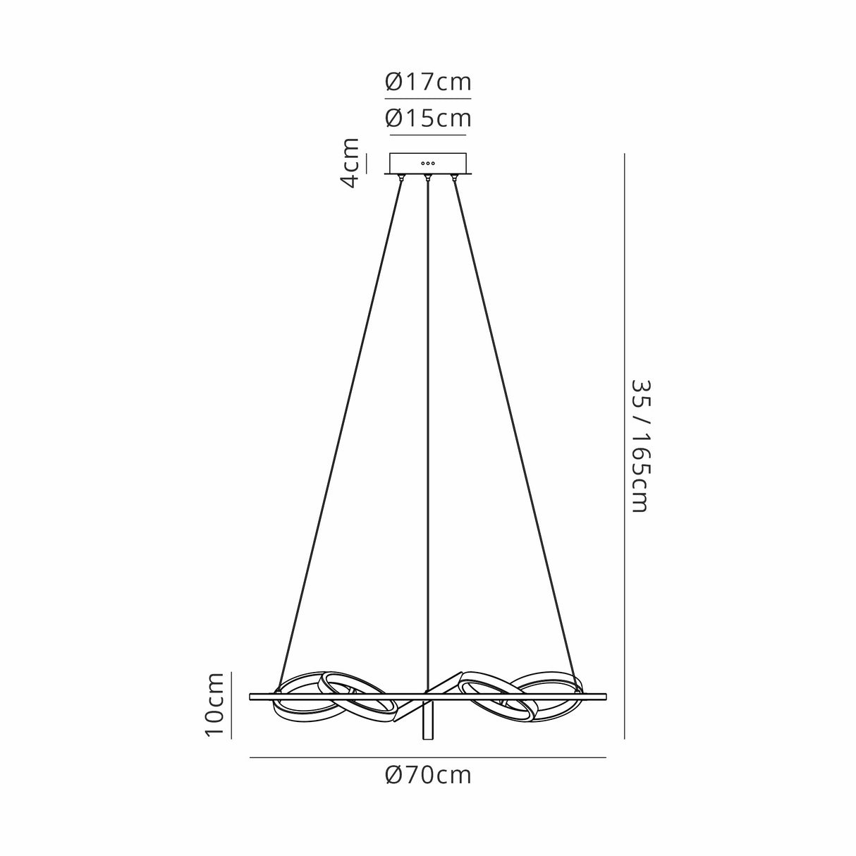 Bertshin Round Pendant, 5 Ring, 36W LED, 3200K, 2200lm, Satin Black / Gold, 3yrs Warranty