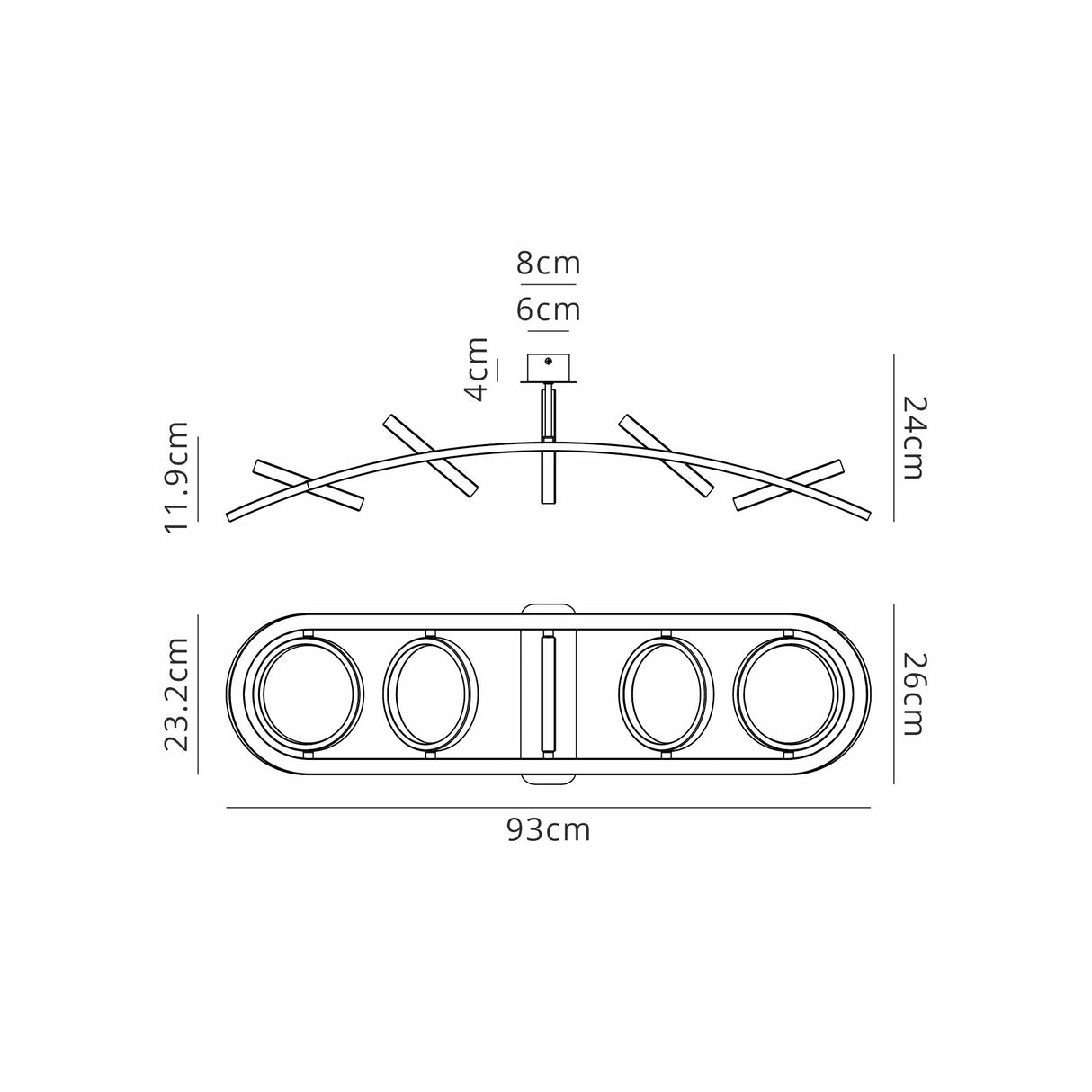 Bertshin Linear Ceiling, 5 Ring, 36W LED, 3200K, 2200lm, Satin Black / Gold, 3yrs Warranty