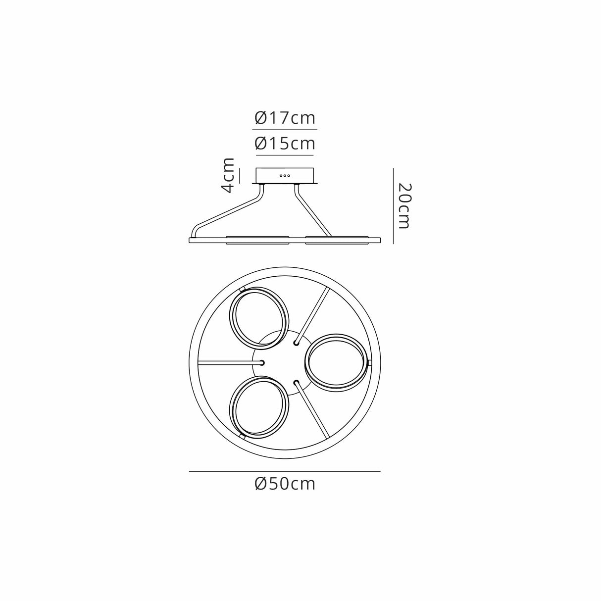 Bertshin Round Ceiling, 3 Ring, 25W LED, 3200K, 1375lm, Satin Black / Gold, 3yrs Warranty