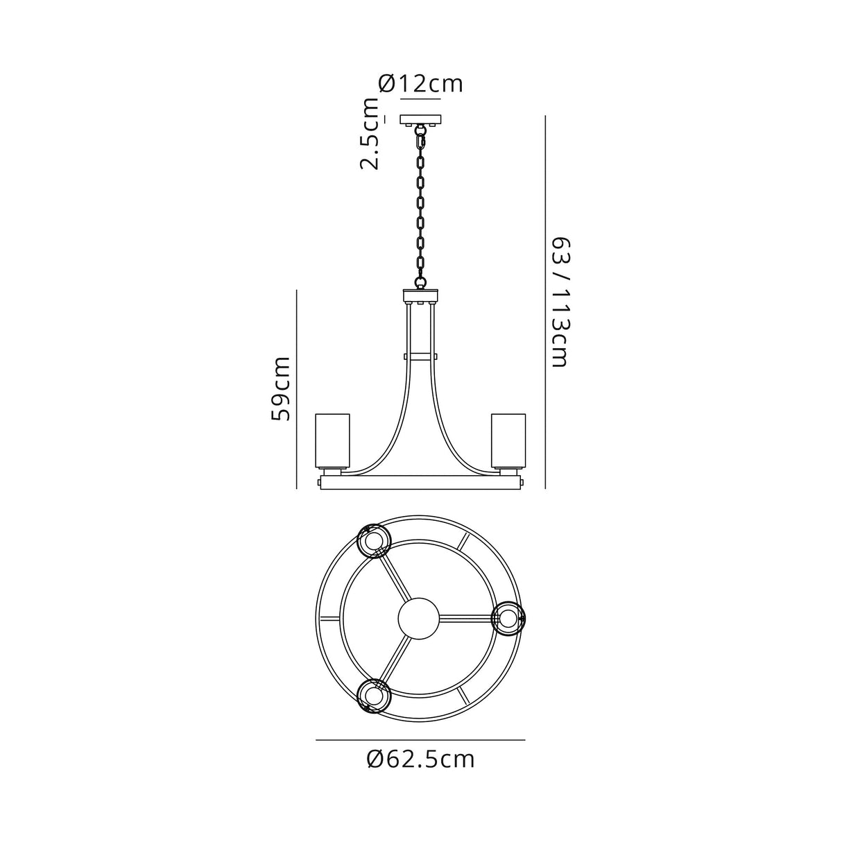 Owers Pendant 3 Light E27, Brown Oxide/Gold Bronze With Clear Glass Shades