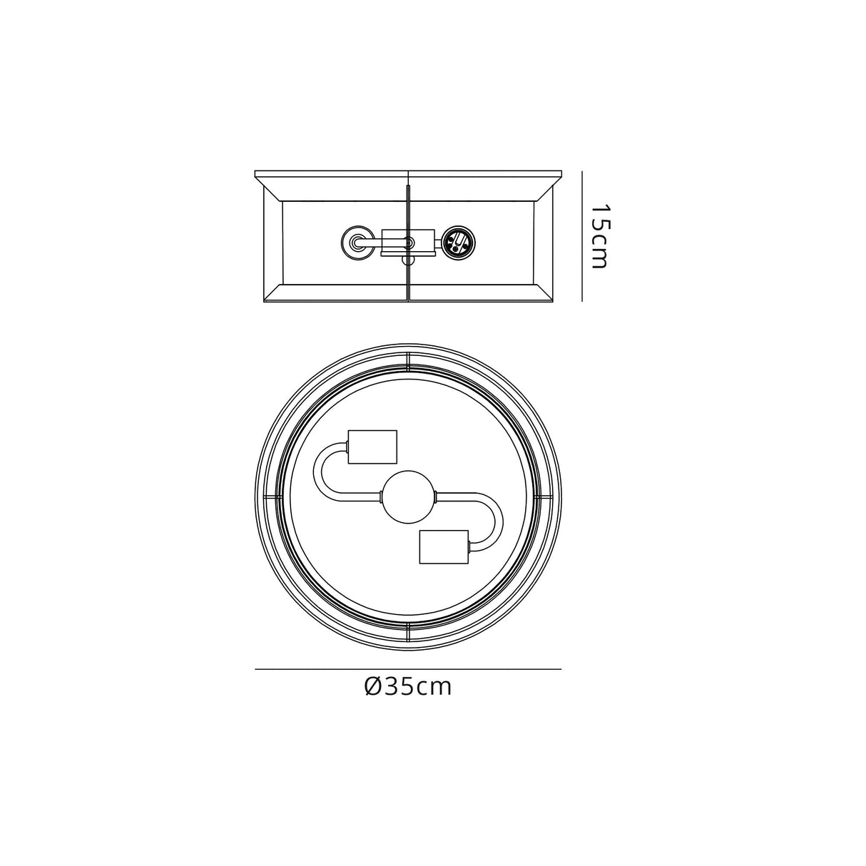 Goodman Flush Ceiling Lamp, 2 xE27, Antique Bronze/Clear Ripple Glass, IP54, 2yrs Warranty
