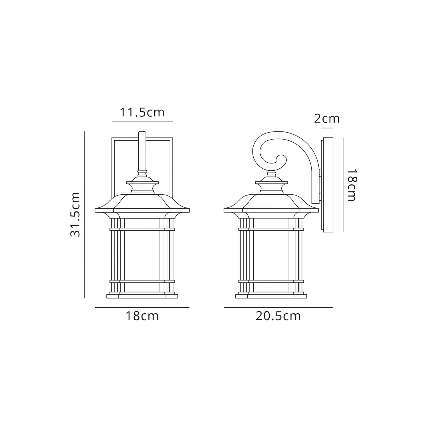 Chambers Small Wall Lamp, 1 x E27, Brushed Black Gold/Seeded Glass, IP54, 2yrs Warranty