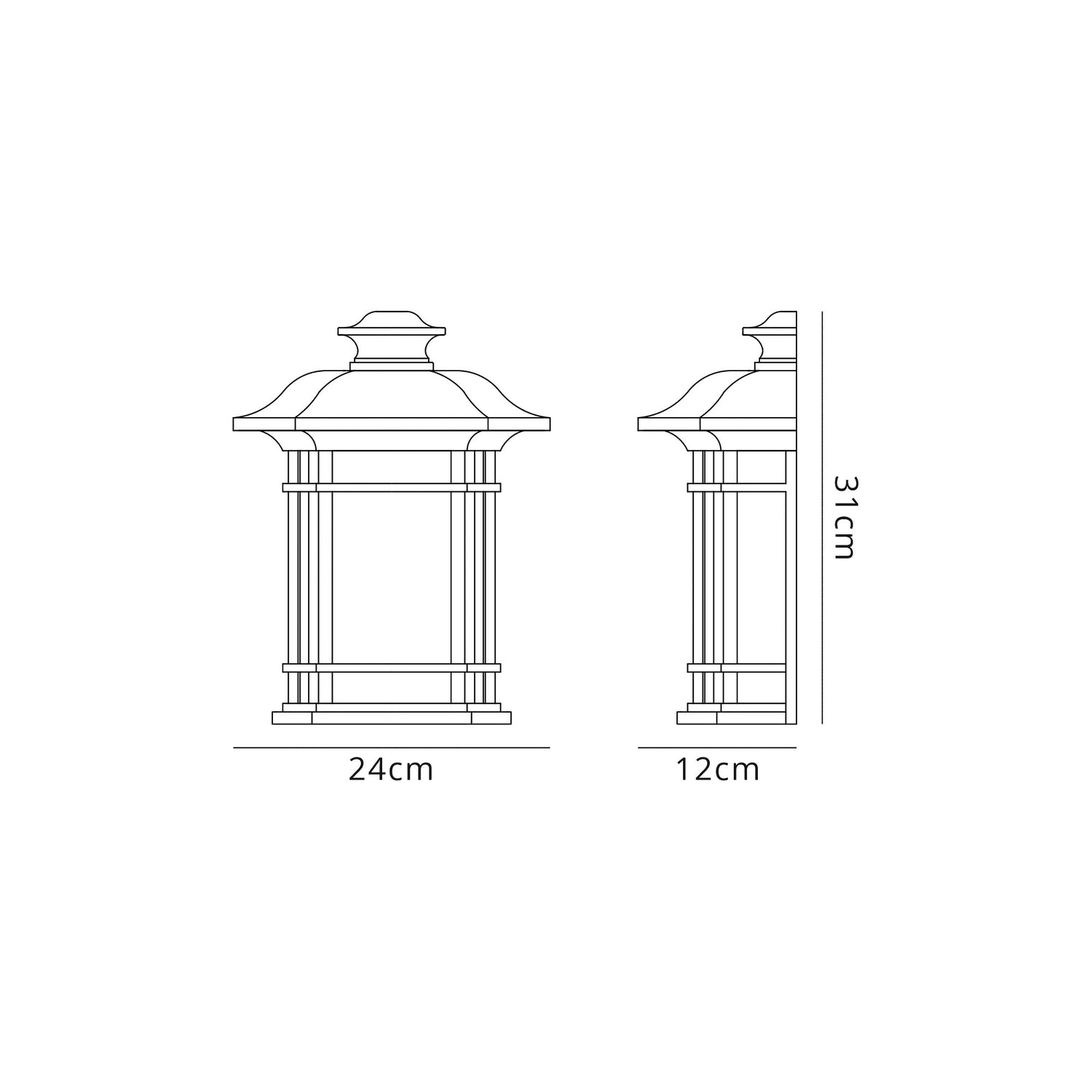 Chambers Half Wall Lamp, 1 x E27, Brushed Black Gold/Seeded Glass, IP54, 2yrs Warranty
