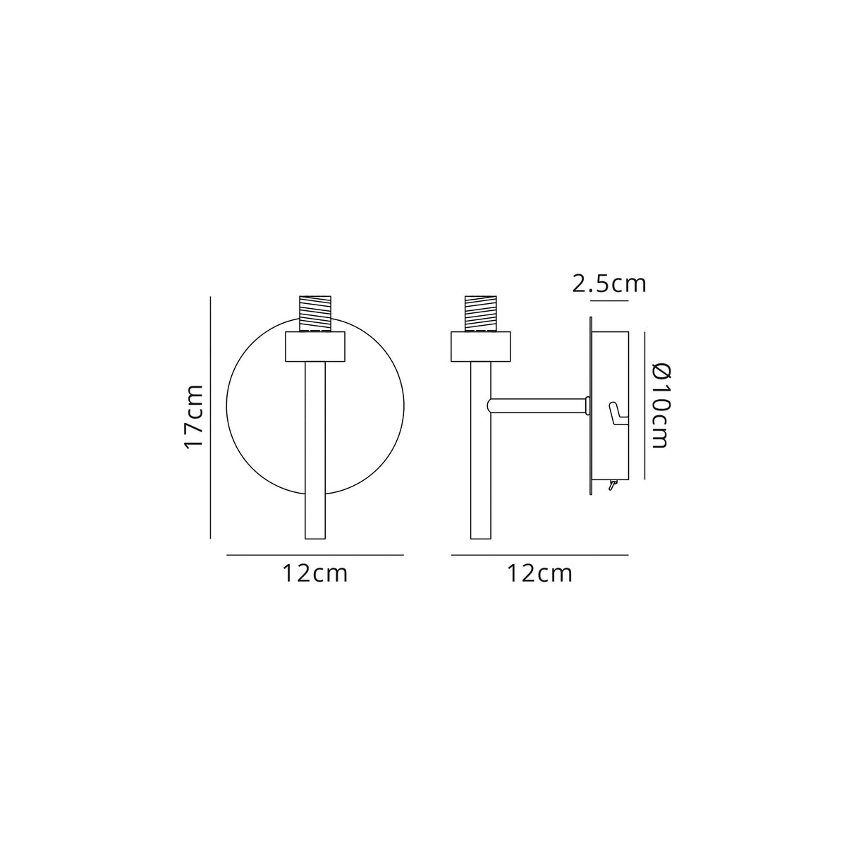 Lathen Polished Chrome 1 Light G9 Universal Switched Wall Lamp, Suitable For A Vast Selection Of Glass Shades