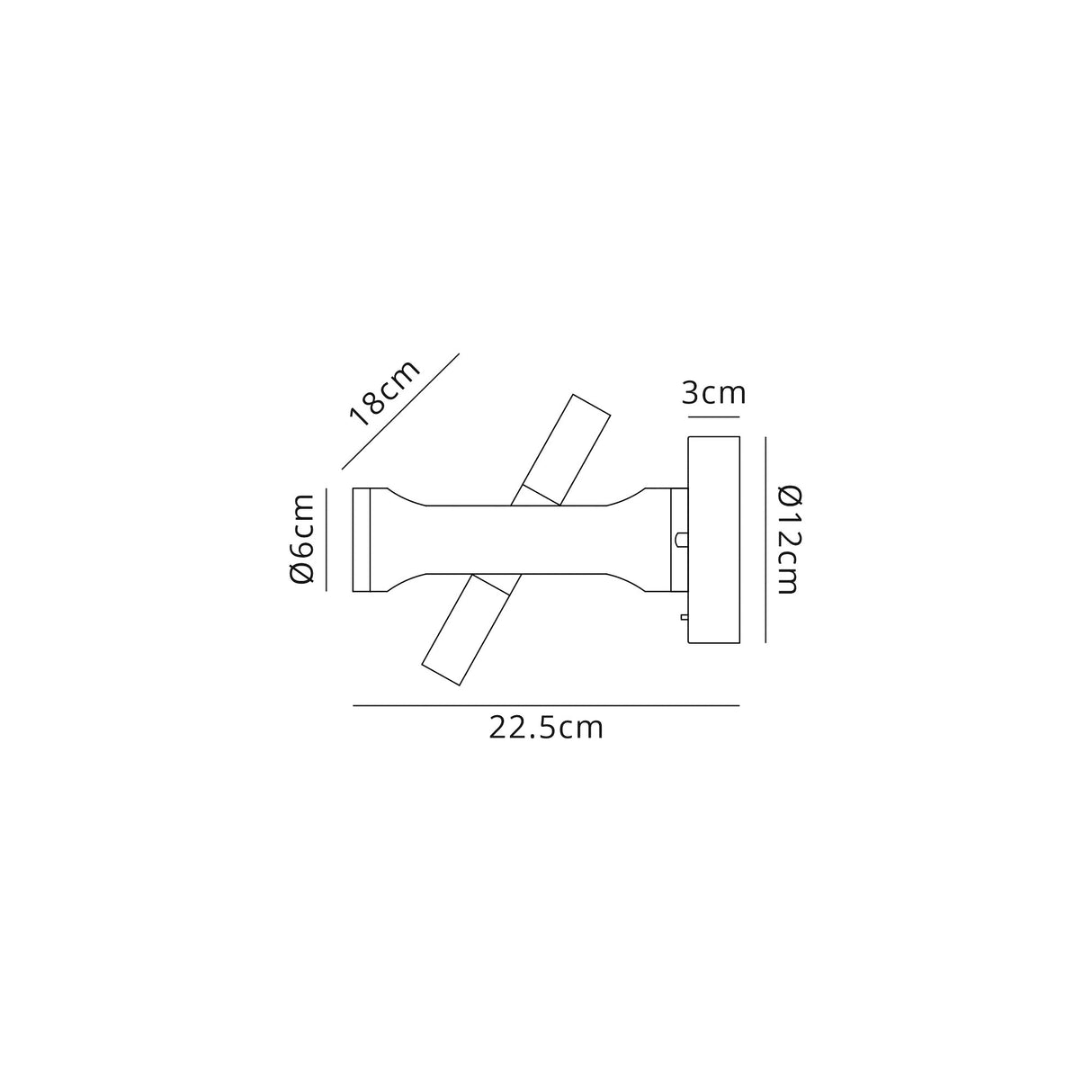 Almond Switched Wall Light, 2 x 2W LED, 3000K, 560lm, Sand Black/Gold, 3yrs Warranty