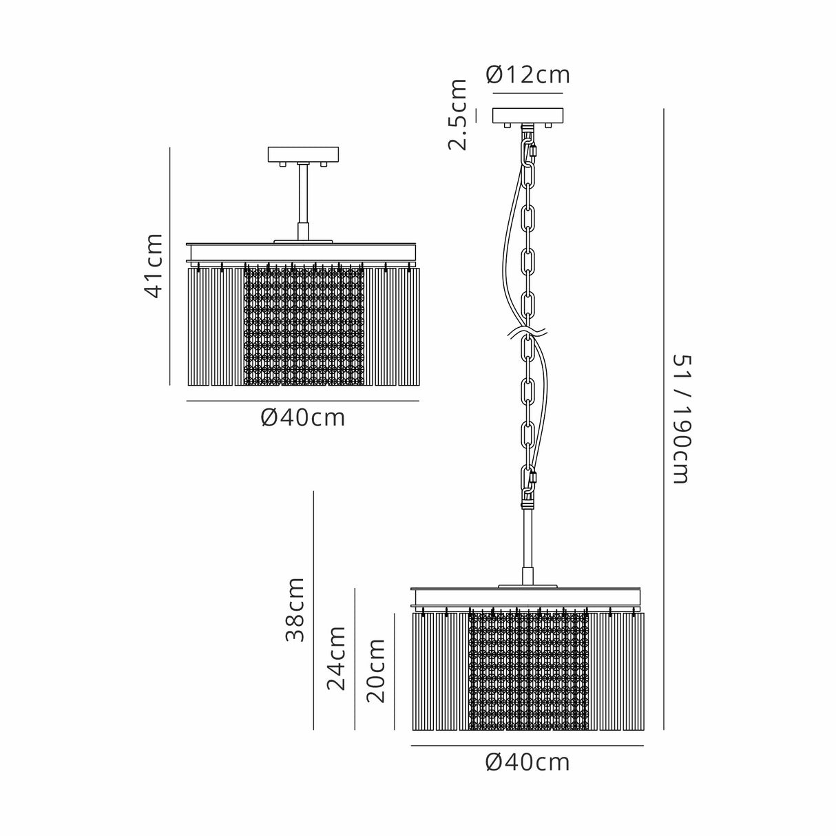 Coleman Small Round Pendant/Semi Flush, 5 Light E14, Brown Oxide