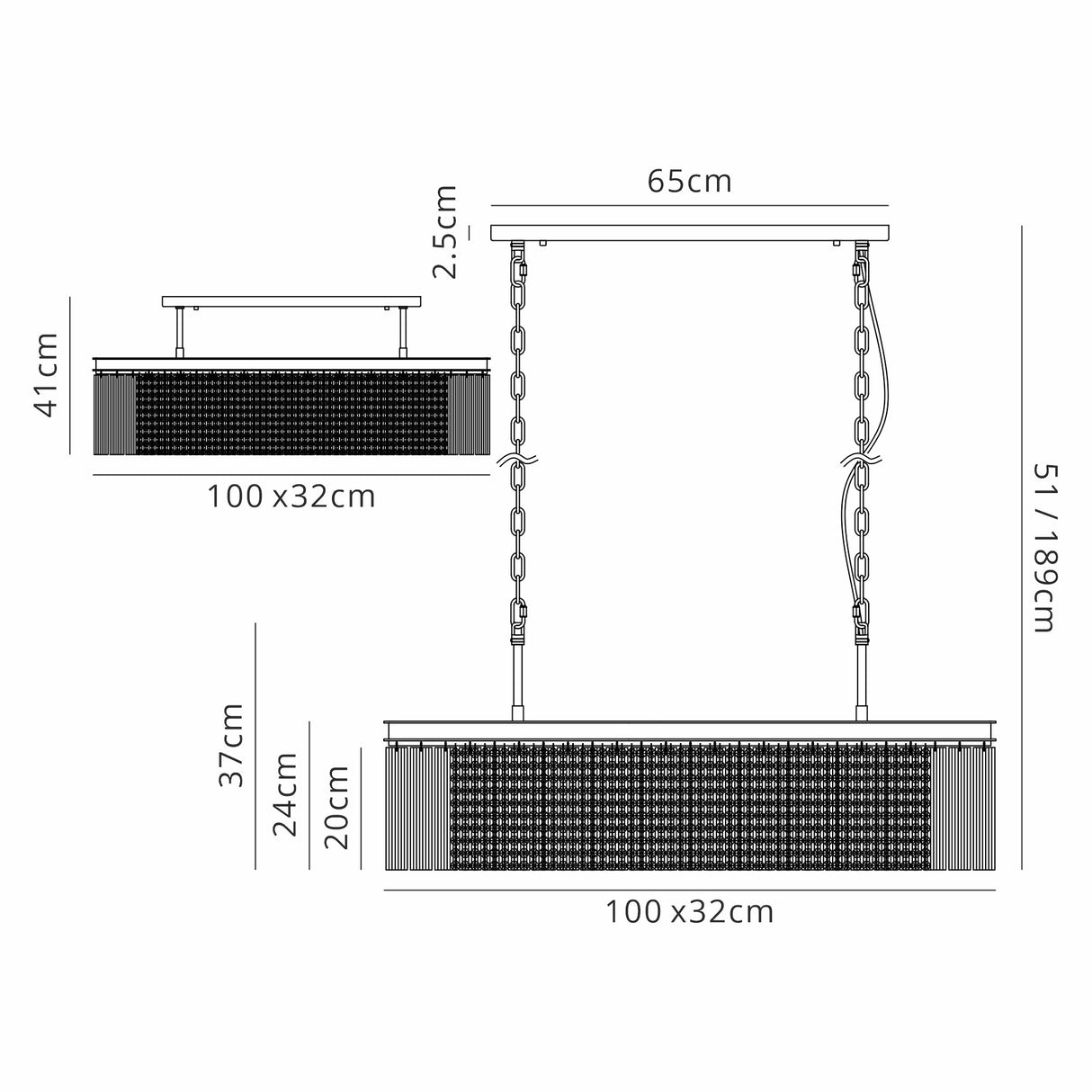 Coleman Rectangular Pendant/Semi Flush, 11 Light E14, Brown Oxide Item Weight: 15kg