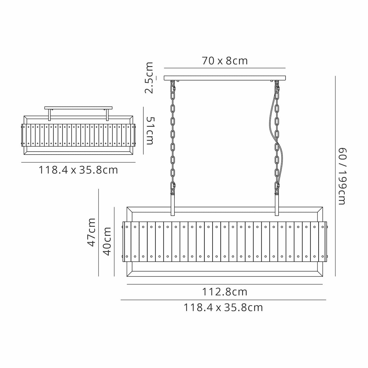 Ursem Large Linear Pendant, 12 Light E27, Matt Black/Crystal Sand Glass Item Weight: 20.2kg