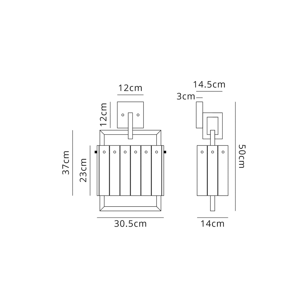 Ursem Wall Lamp, 2 Light E27, Matt Black/Crystal Sand Glass