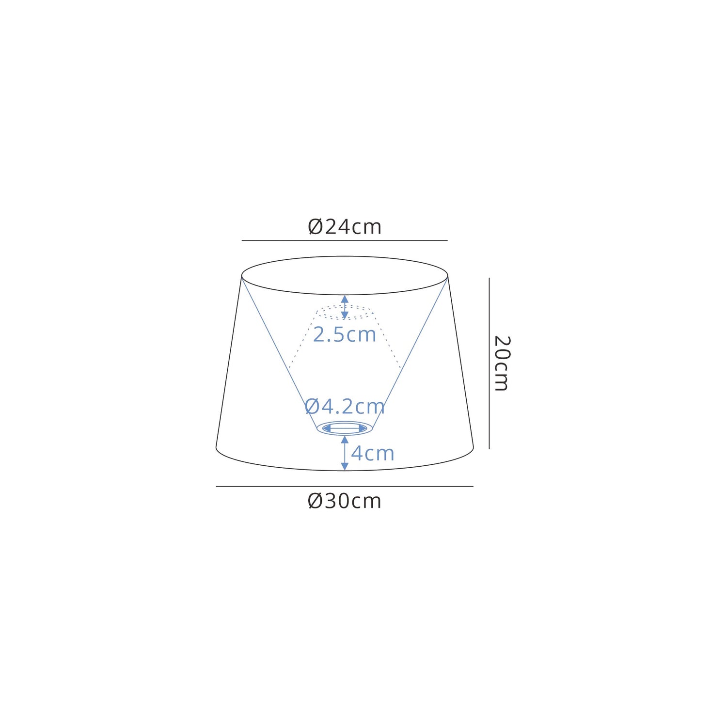 Worthington Round, 240/300 x 200mm Fabric Shade (E), Charcoal Grey/White Laminate
