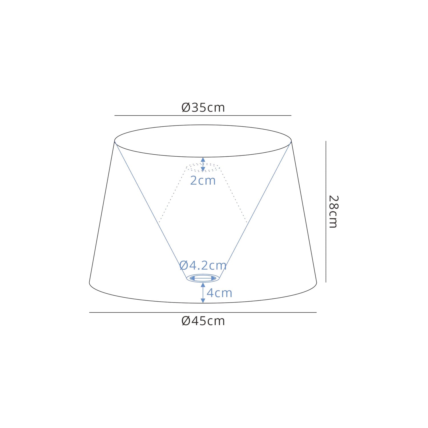 Worthington Round, 350/450 x 280mm Fabric Shade (H), Multi/White Laminate