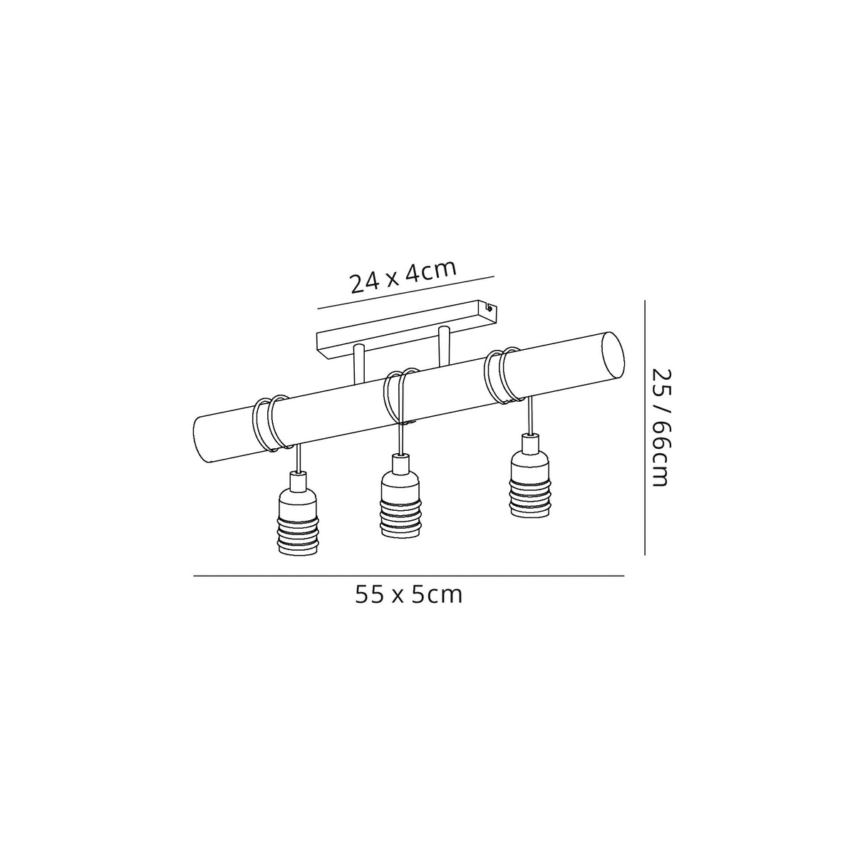 Tiler Flush Ceiling, 3 x E27, Medium Oak/Antique Brass