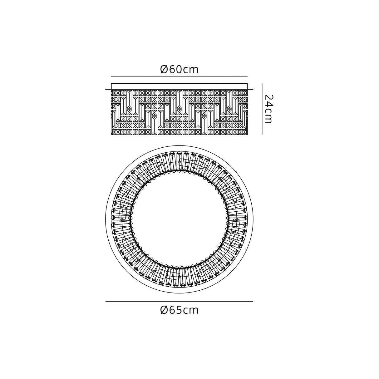 Devine 65cm Round Flush Chandelier, 8 Light E14, Gold/Crystal