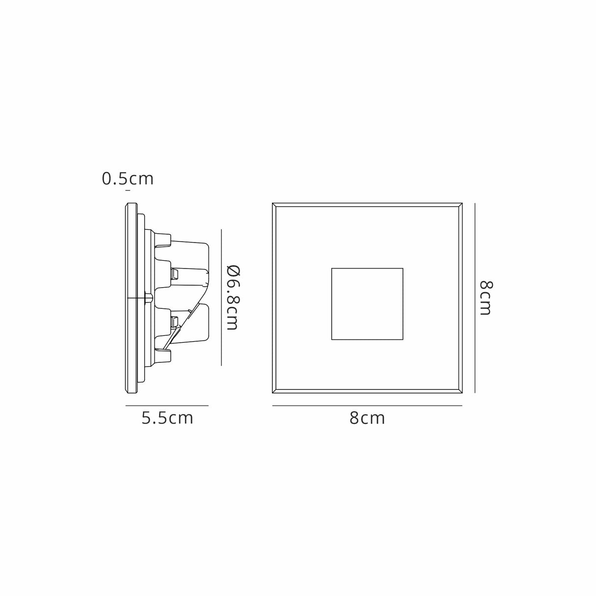 Kerr Recessed Square Glass Fronted Wall Lamp, 1 x 1.8W LED, 3000K, 70lm, IP65, White, 3yrs Warranty