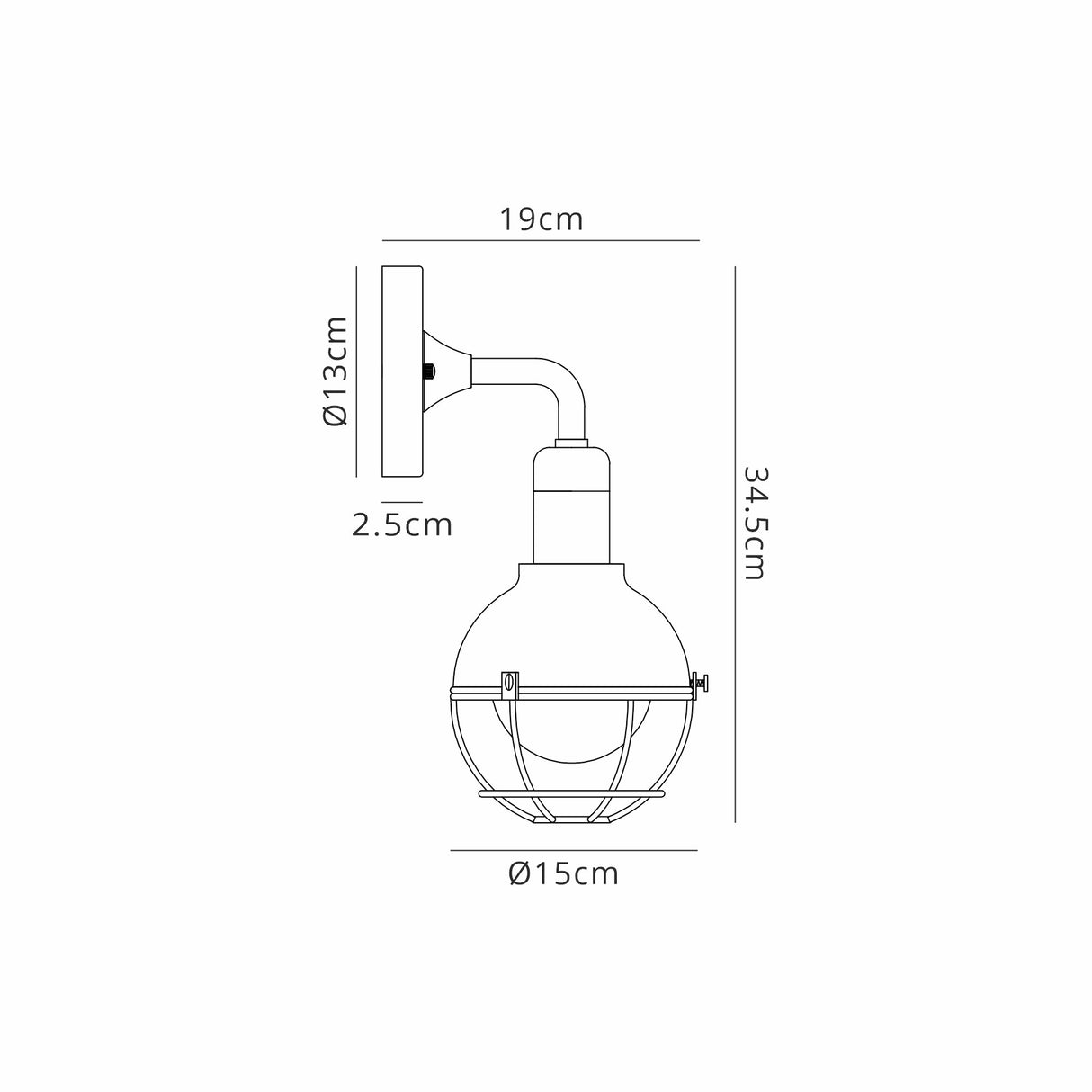 Neil Wall Lamp, 1 Light E27, Sand Black/Brushed Bronze