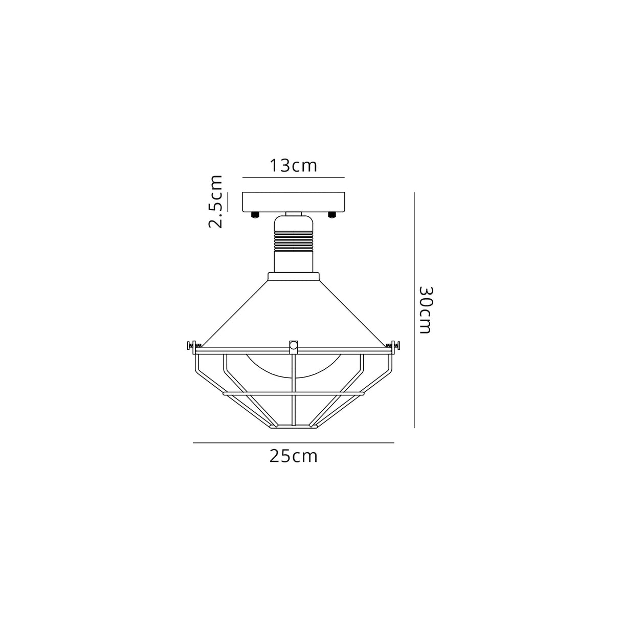 Rush Semi Flush Ceiling, 1 Light E27, IP65, Anthracite/Matt White, 2yrs Warranty