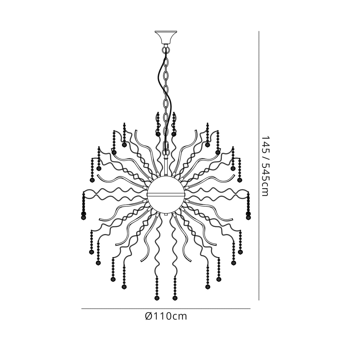 Irons Dimmable Pendant, 40 x 3.4W LED, 3000K, 10500lm, Polished Chrome, 3yrs Warranty Item Weight: 21.5kg