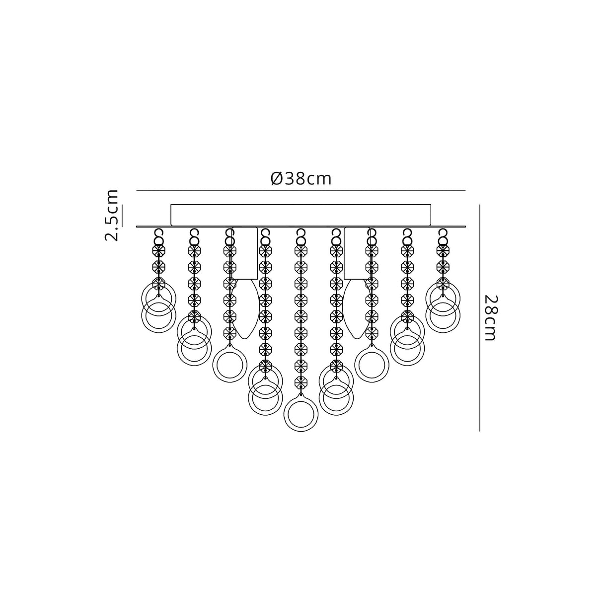 Murray Ceiling, 4 Light E14, Polished Chrome/Crystal
