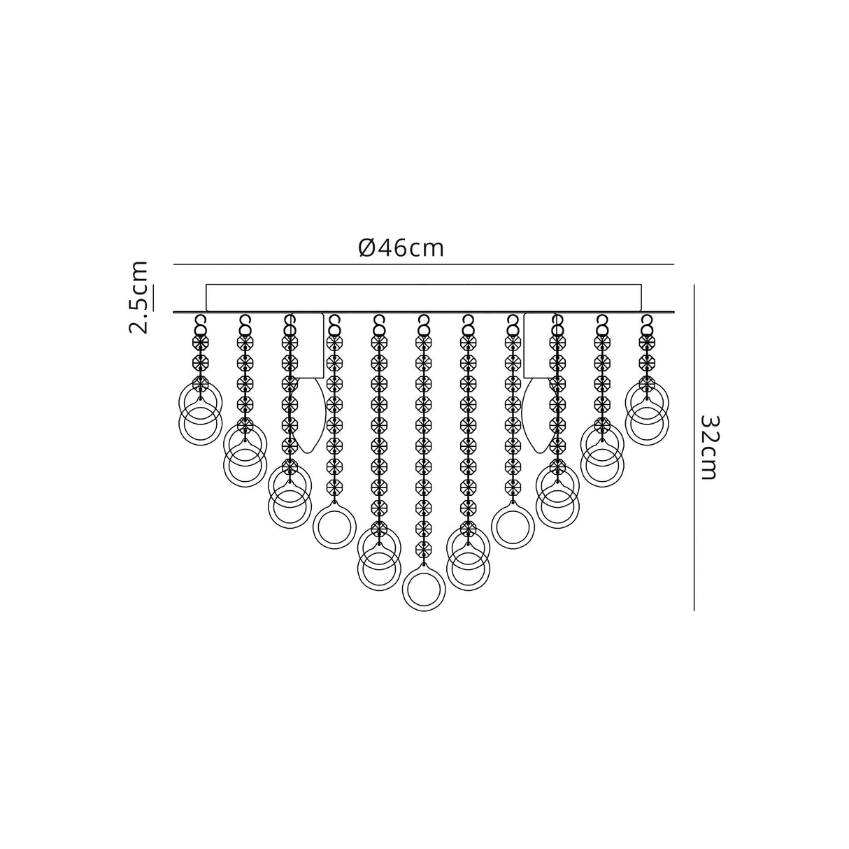 Murray Ceiling, 6 Light E14, Polished Chrome/Crystal