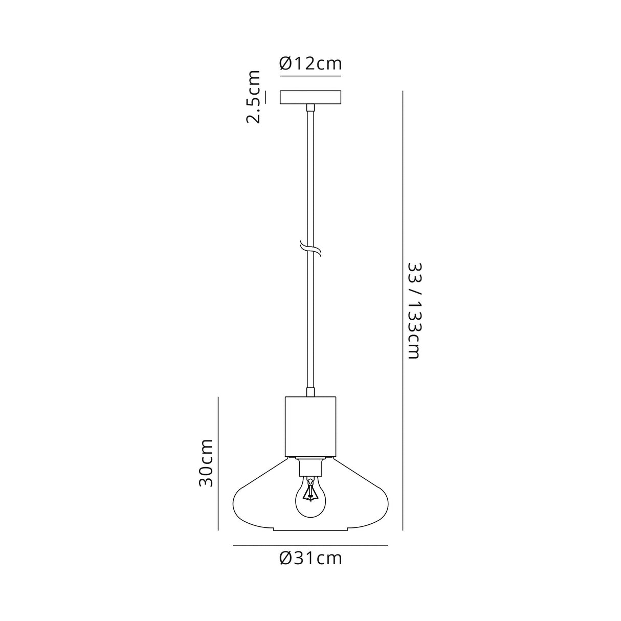 Rowell Wide Pendant, 1 x E27, Aged Brass/Clear Glass