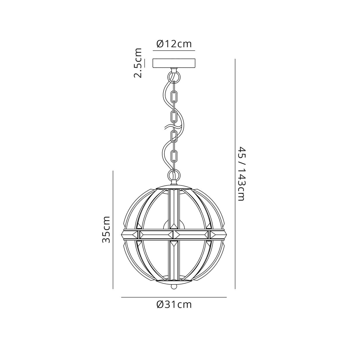 Ellison Small Round Pendant, 1 Light E27, Polished Nickel