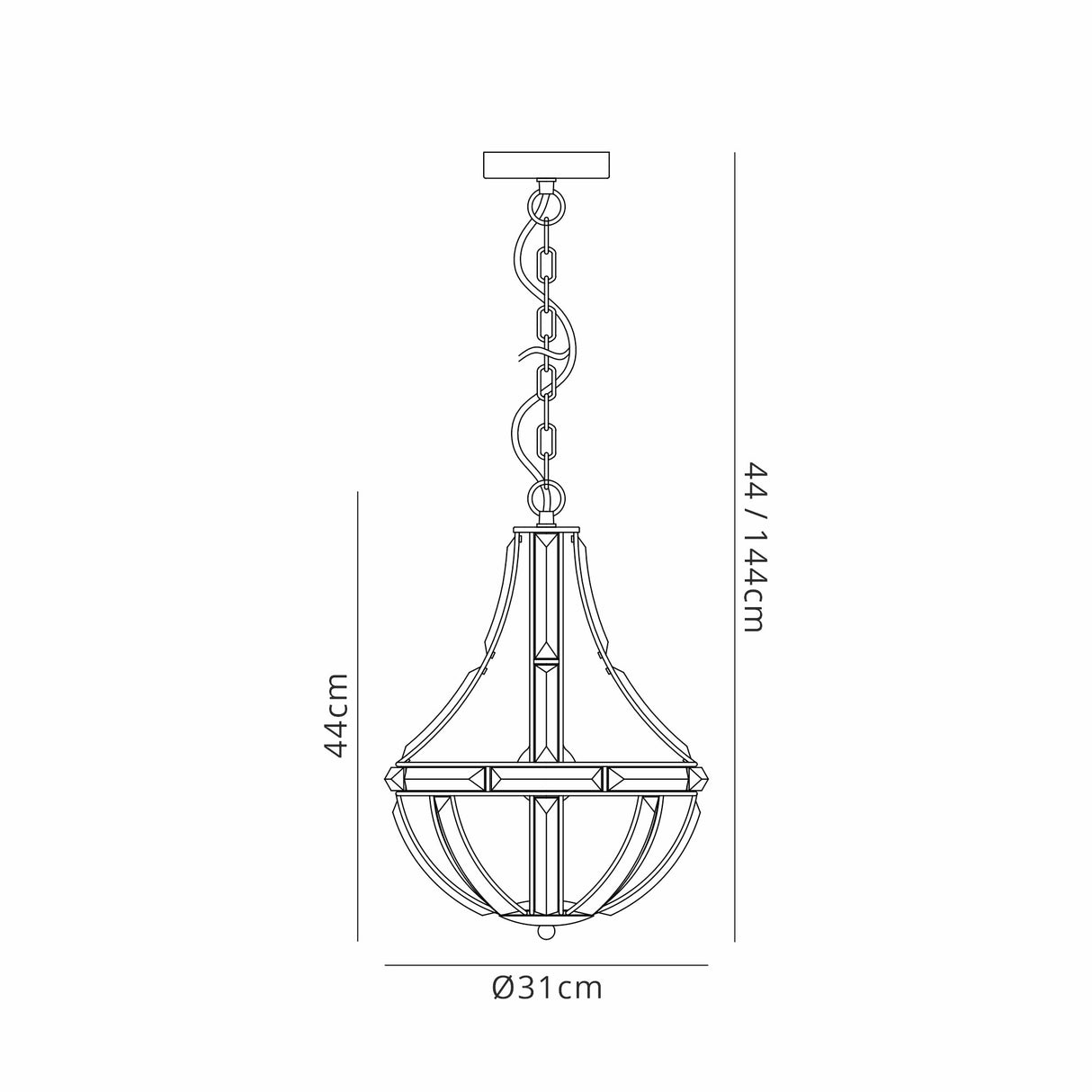 Ellison Teardrop Pendant, 1 Light E27, Polished Nickel