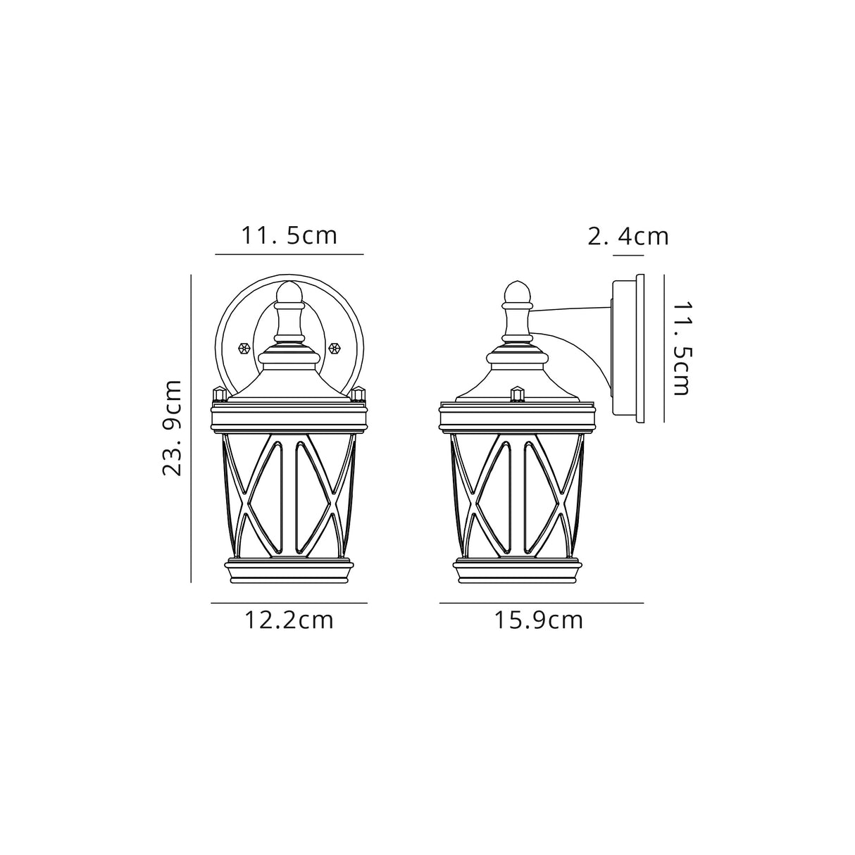 Stuckey Down Round Criss Cross Wall Lamp, 1 x E27, IP44, Sand Black/Clear Seeded Glass, 2yrs Warranty