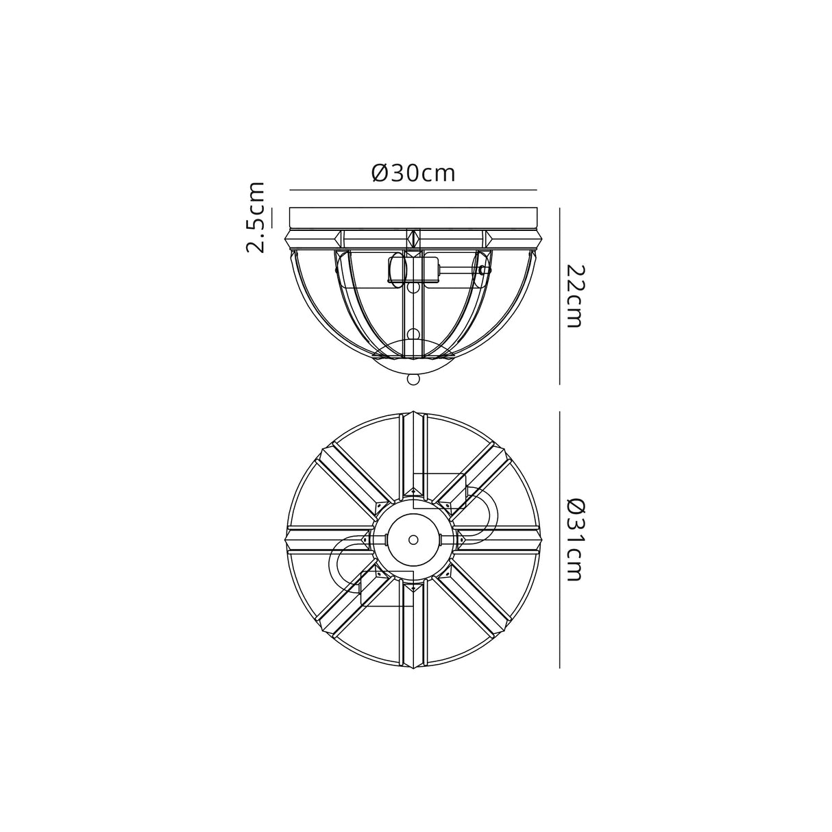 Ellison Round Flush, 2 Light E27, Polished Nickel