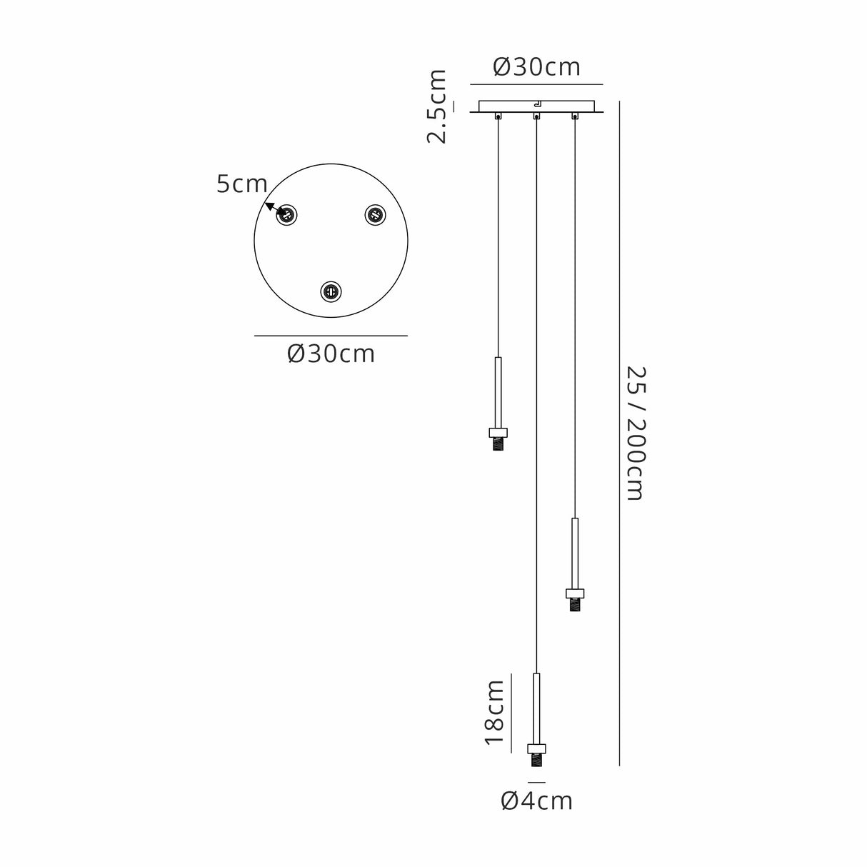 Lathen French Gold 3 Light G9 Universal 2m Round Pendant, Suitable For A Vast Selection Of Glass Shades