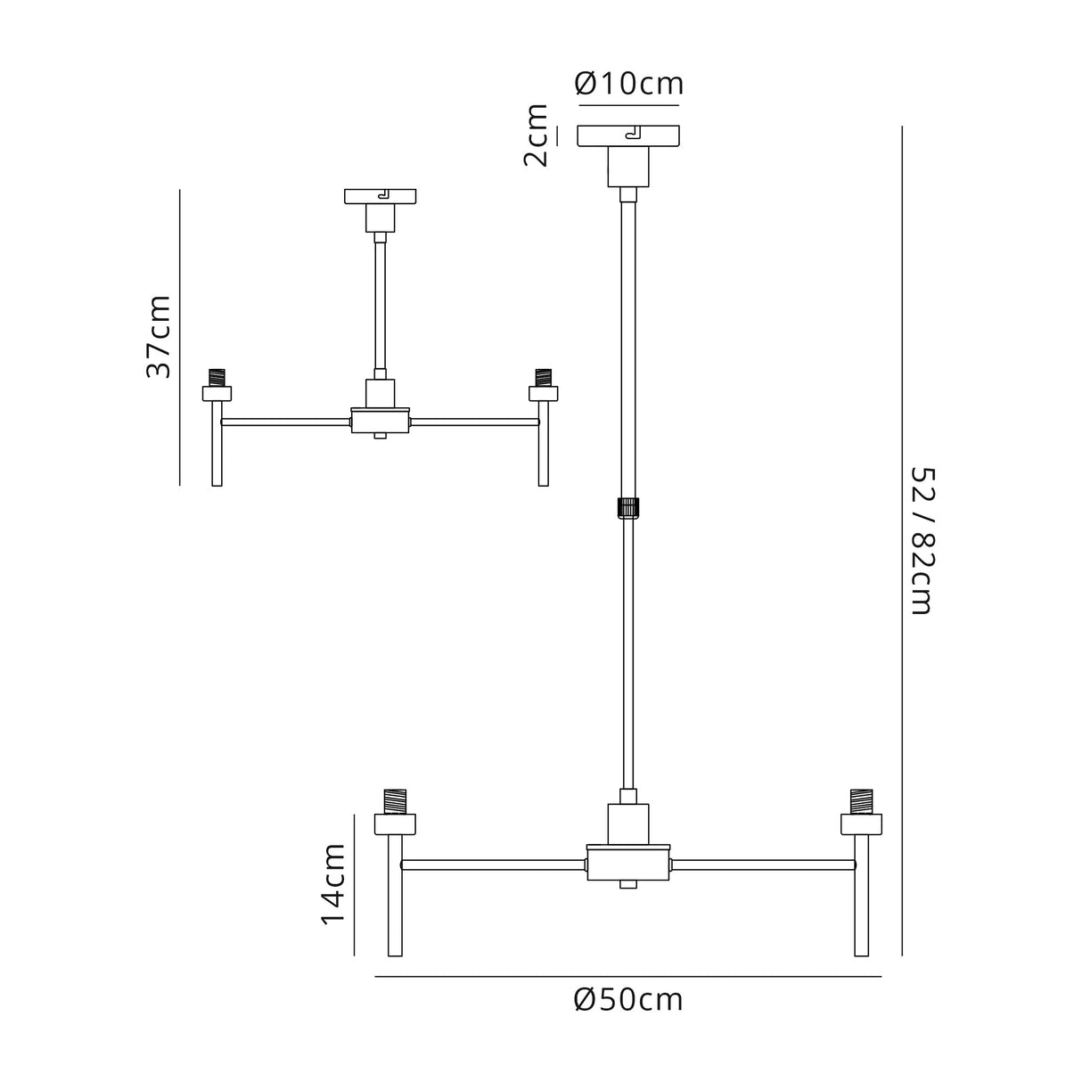 Lathen French Gold 5 Light G9 Universal Telescopic/Semi Flush, Suitable For A Vast Selection Of Glass Shades