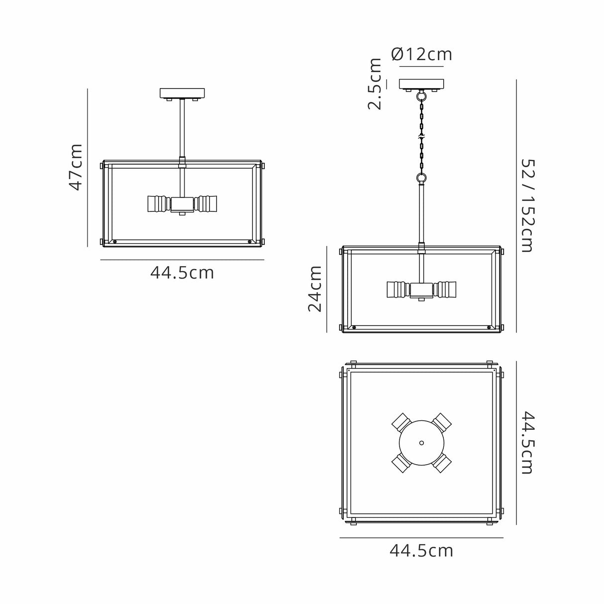 Bolton Pendant, 4 Light E27, Matt Black / Chrome / Clear Glass